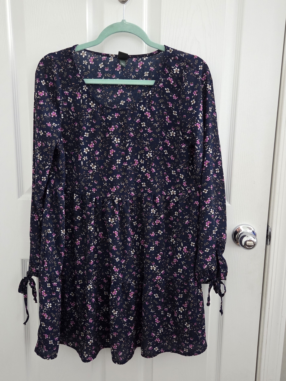 wild fable Navy Floral Tunic with Pink and Cream Blooms